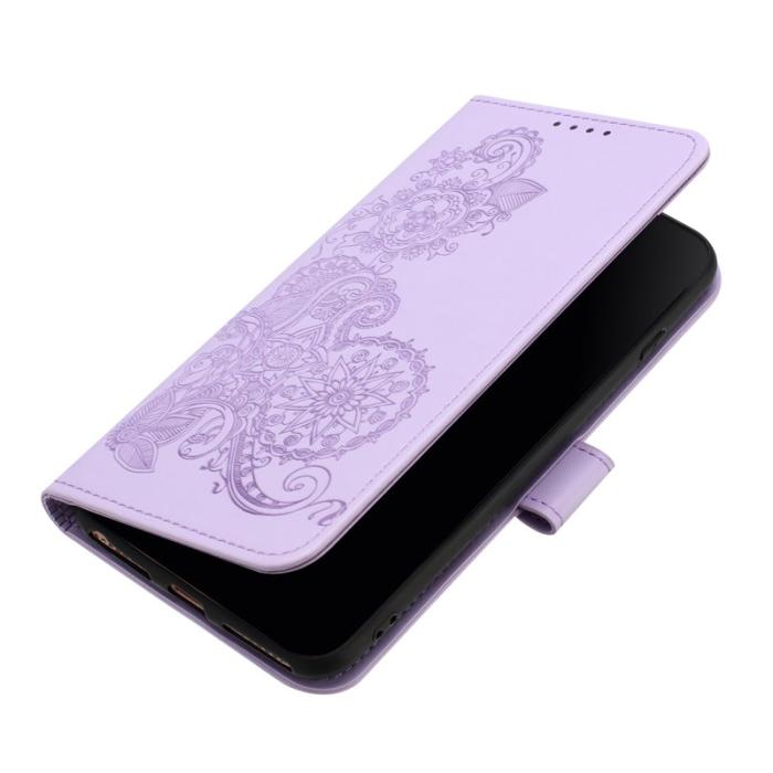 OEM - Mandala Samsung Galaxy A35 5G Fodral Äkta Läder - Lila