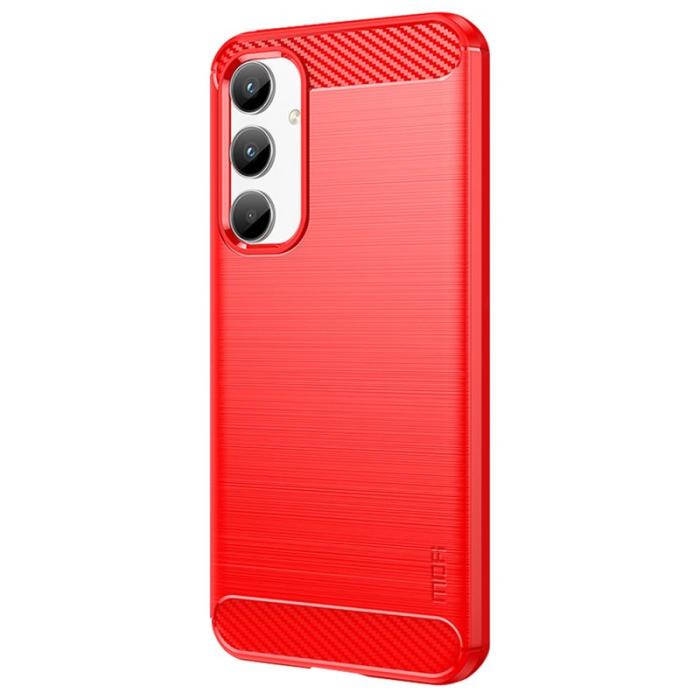 Mofi - MOFI Samsung Galaxy A35 5G Skal TPU Carbon Fiber - Röd