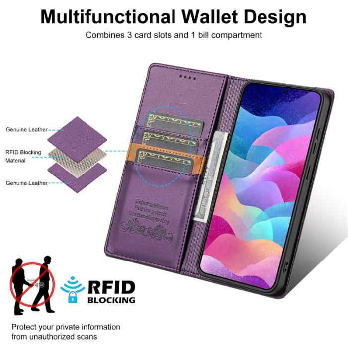 N.BEKUS - N.BEKUS P3 för Samsung Galaxy S26 Fodral RFID Skydd - Lila