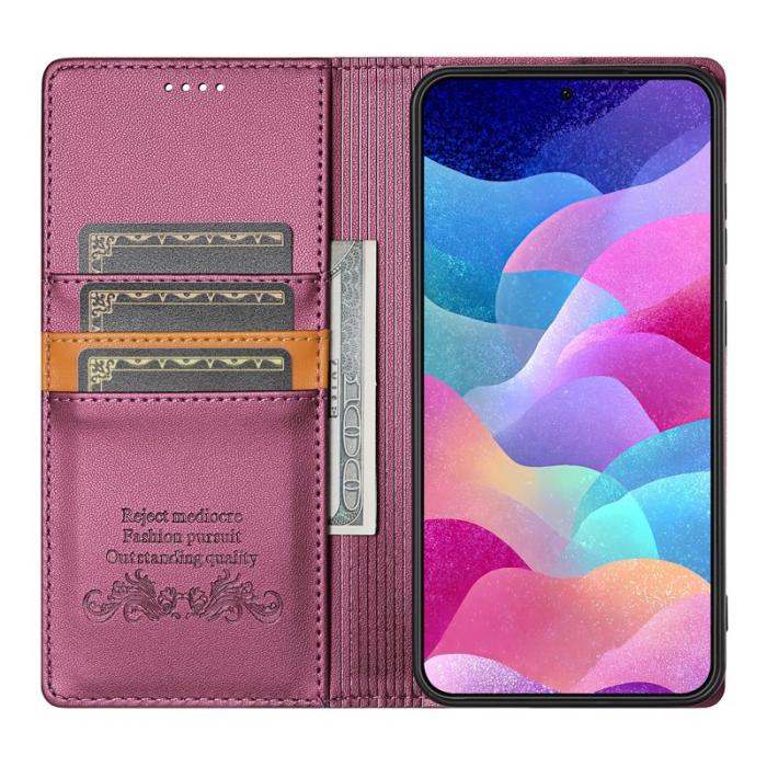 N.BEKUS - N.BEKUS P3 För Samsung Galaxy S26 Fodral RFID Skydd - Vinröd