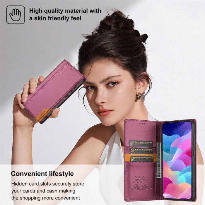 N.BEKUS - N.BEKUS P3 För Samsung Galaxy S26 Fodral RFID Skydd - Vinröd