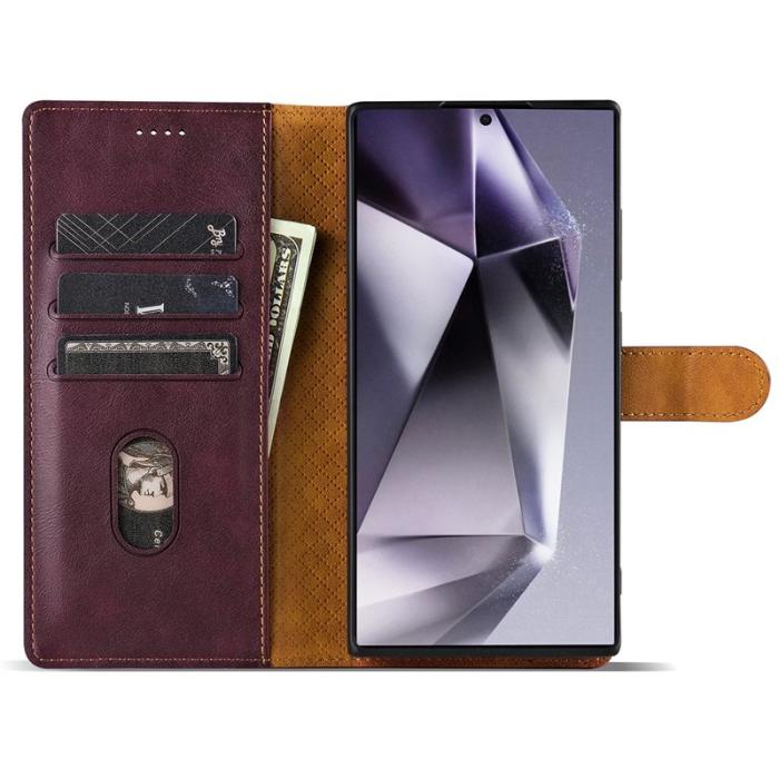 OEM - N.BEKUS Samsung Galaxy S26 Ultra Fodral Konstläder - Vinröd