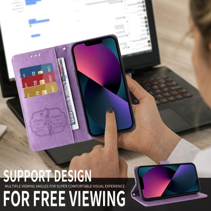 OEM - Oppo Find X9 Pro 5G Fodral Äkta Läder Blomtryck - Lila