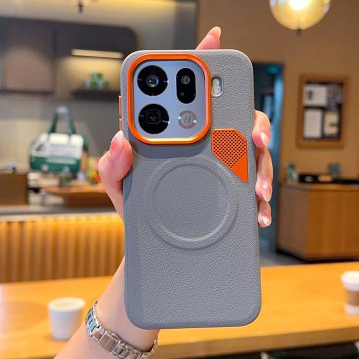 OEM - Oppo Find X9 Pro 5G Fodral Äkta Läder - Grå