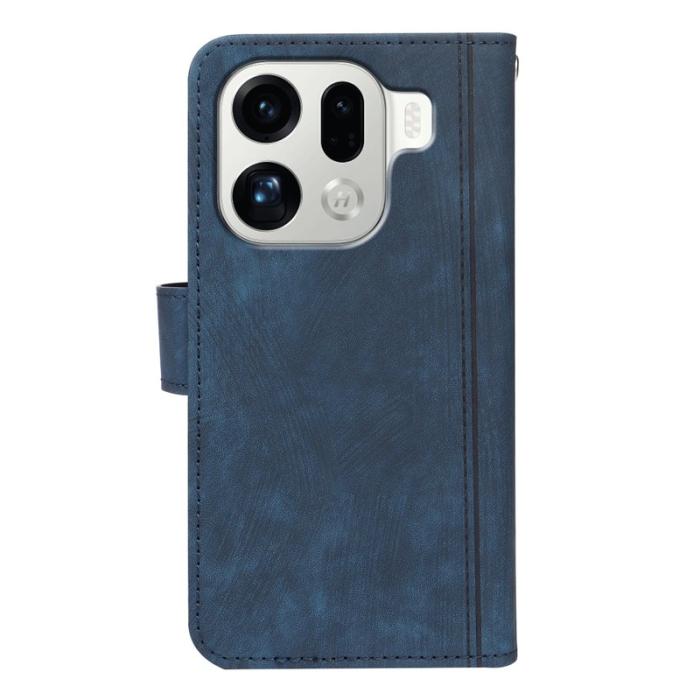 OEM - Oppo Find X9 Pro 5G Fodral Äkta Läder Linjemönster - Blå