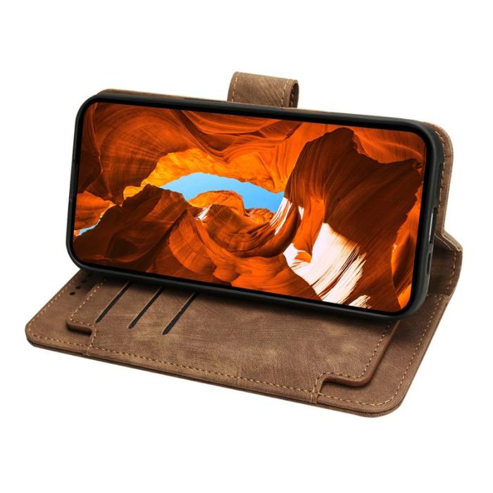 OEM - Oppo Find X9 Pro 5G Fodral Äkta Läder Linjemönster - Brun