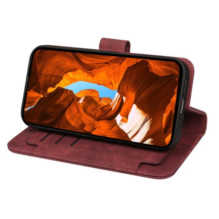 OEM - Oppo Find X9 Pro 5G Fodral Äkta Läder Linjemönster - Röd