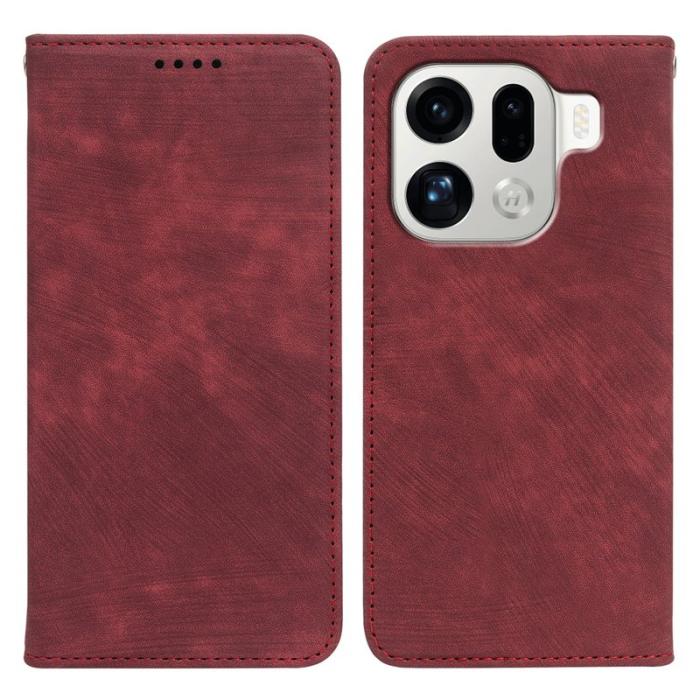 OEM - Oppo Find X9 Pro 5G Fodral Äkta Läder Magnetiskt - Röd