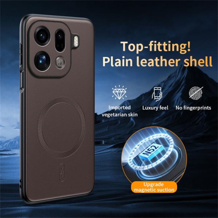OEM - Oppo Find X9 Pro 5G Fodral Äkta Läder MagSafe Skydd - Brun