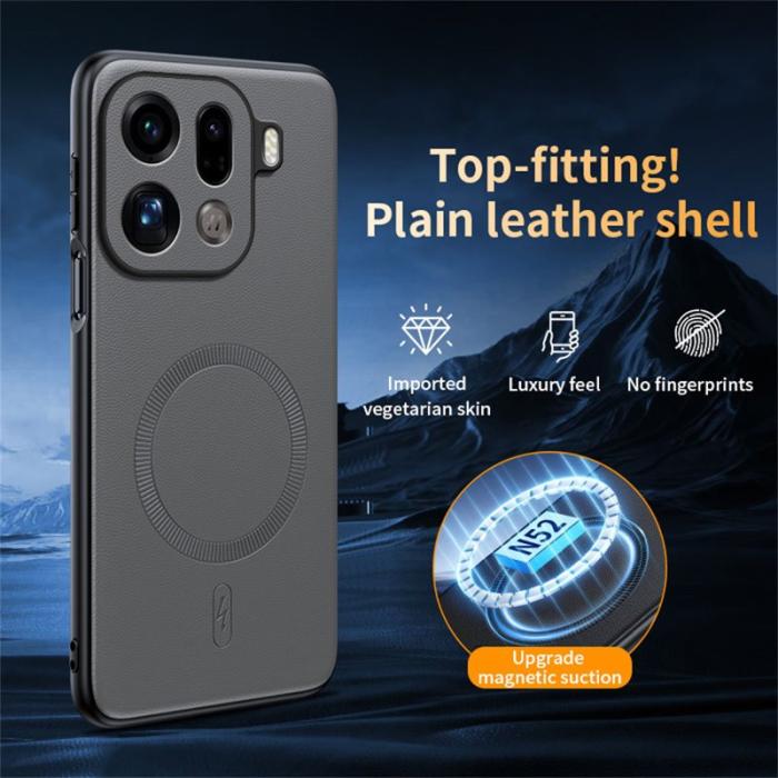 OEM - Oppo Find X9 Pro 5G Fodral Äkta Läder MagSafe Skydd - Grå