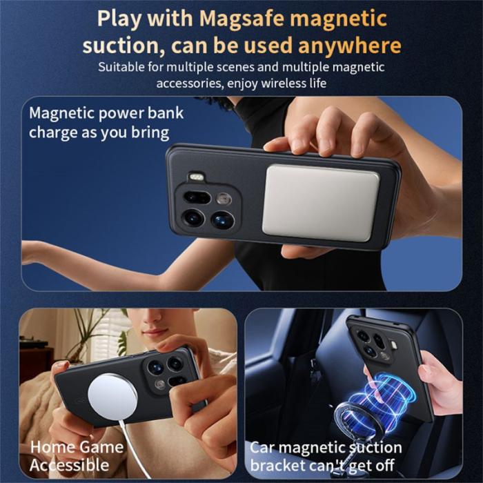 OEM - Oppo Find X9 Pro 5G Fodral Äkta Läder MagSafe Skydd - Grå