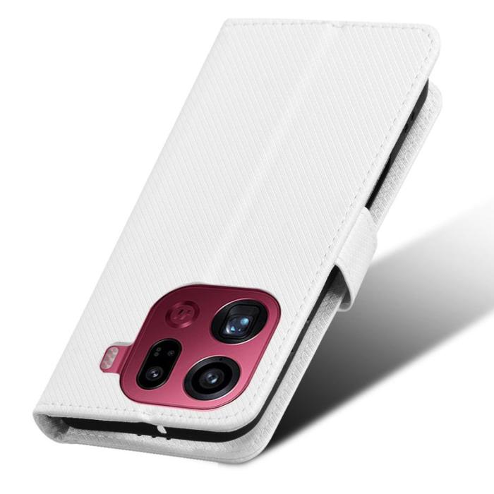 OEM - Oppo Find X9 Pro 5G Fodral Äkta Läder Med Rem Diamantmönster - Vit