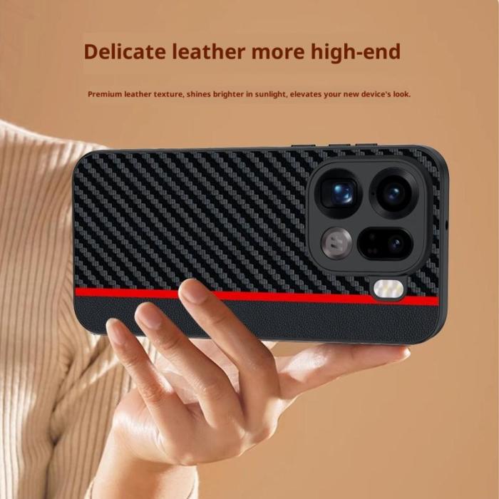 OEM - Oppo Find X9 Pro 5G Fodral Äkta Läder + Plast Kolfiber - Svart