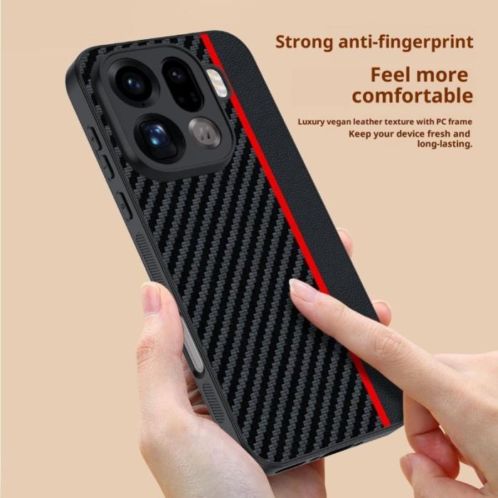 OEM - Oppo Find X9 Pro 5G Fodral Äkta Läder + Plast Kolfiber - Svart