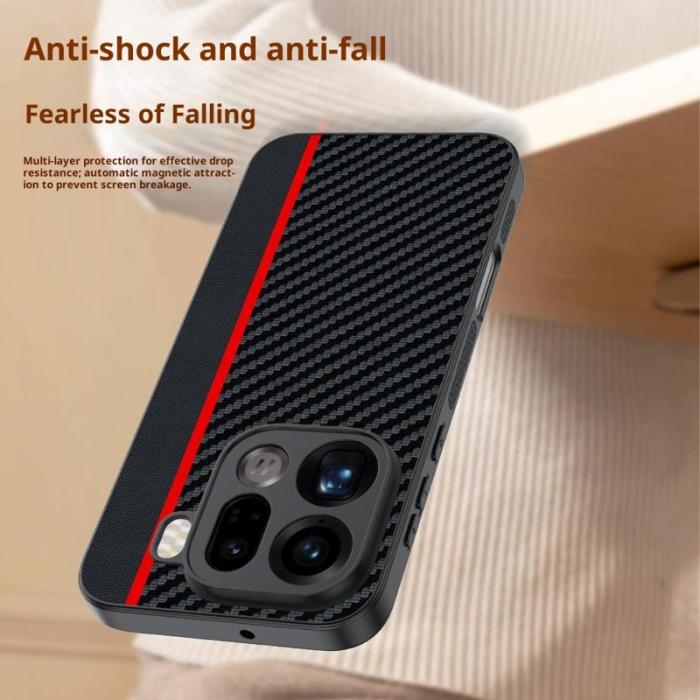 OEM - Oppo Find X9 Pro 5G Fodral Äkta Läder + Plast Kolfiber - Svart