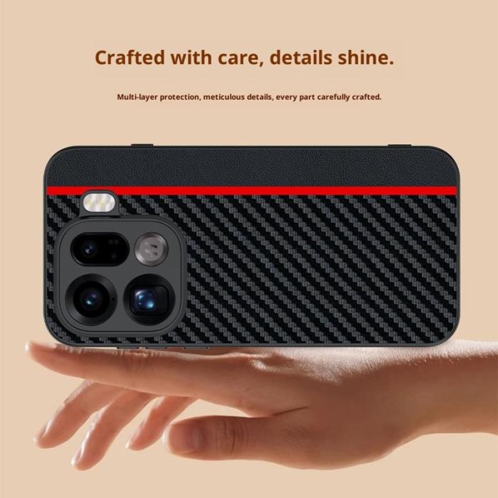 OEM - Oppo Find X9 Pro 5G Fodral Äkta Läder + Plast Kolfiber - Svart