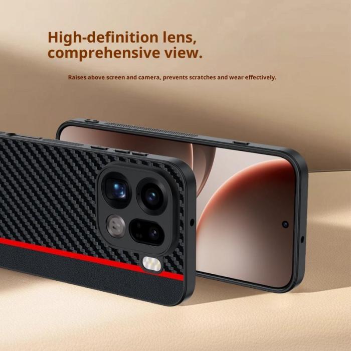 OEM - Oppo Find X9 Pro 5G Fodral Äkta Läder + Plast Kolfiber - Svart