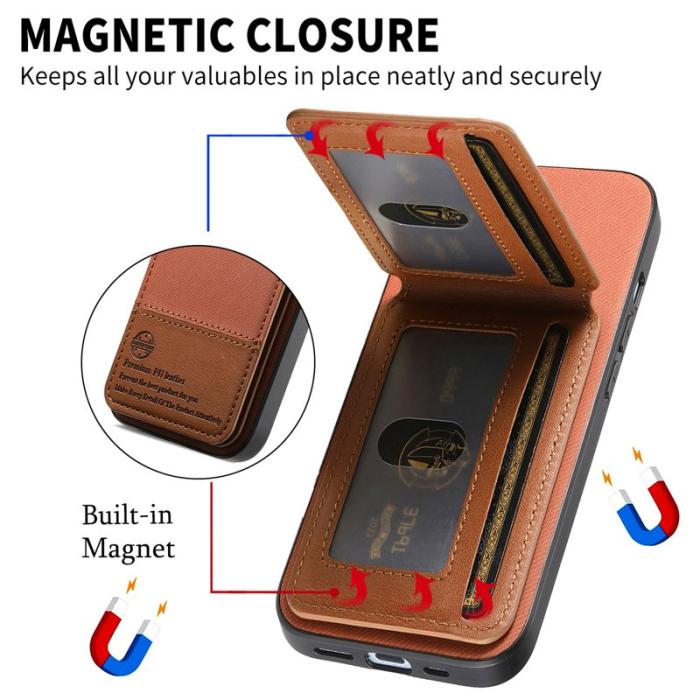 OEM - Oppo Find X9 Pro 5G Fodral Äkta Läder Plast RFID Skydd - Brun