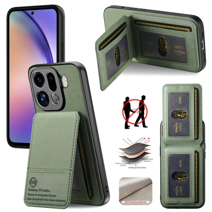 OEM - Oppo Find X9 Pro 5G Fodral Äkta Läder Plast RFID Skydd - Grön