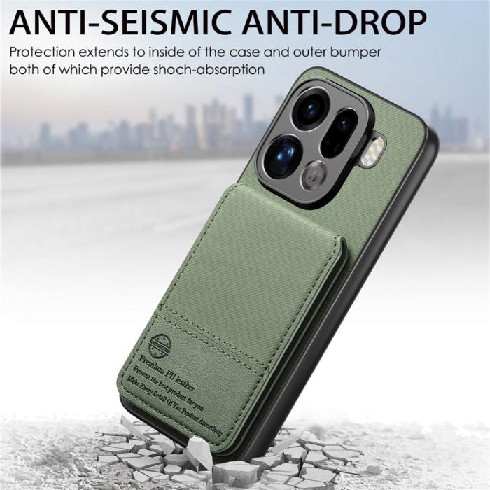 OEM - Oppo Find X9 Pro 5G Fodral Äkta Läder Plast RFID Skydd - Grön