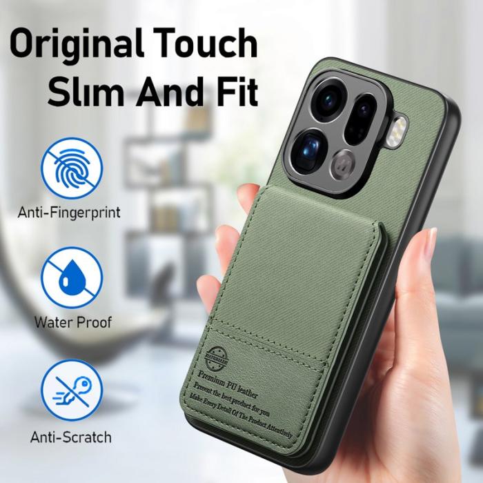 OEM - Oppo Find X9 Pro 5G Fodral Äkta Läder Plast RFID Skydd - Grön