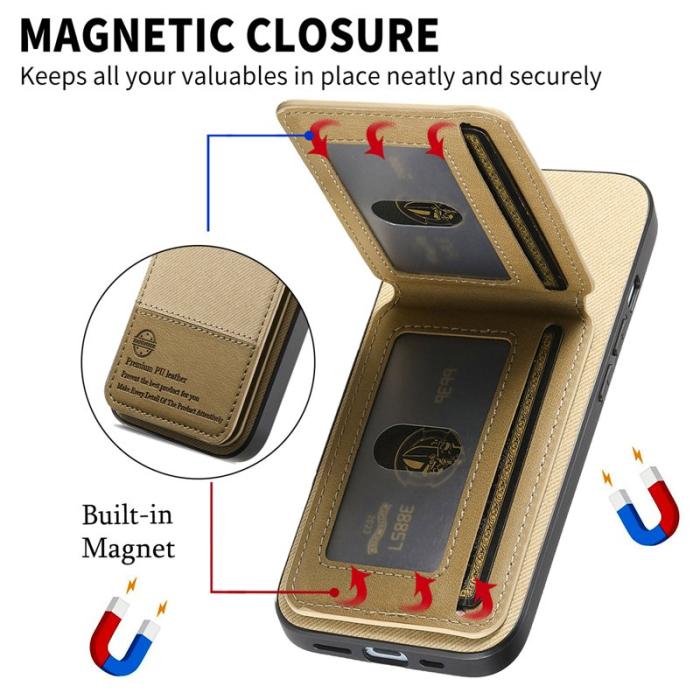 OEM - Oppo Find X9 Pro 5G Fodral Äkta Läder Plast RFID Skydd - Khaki