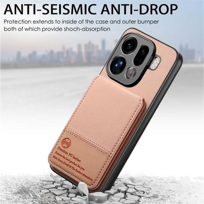 OEM - Oppo Find X9 Pro 5G Fodral Äkta Läder Plast RFID Skydd - Rosa