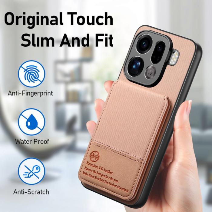 OEM - Oppo Find X9 Pro 5G Fodral Äkta Läder Plast RFID Skydd - Rosa