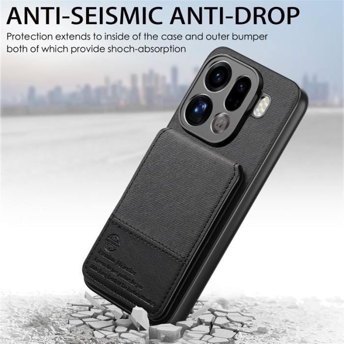 OEM - Oppo Find X9 Pro 5G Fodral Äkta Läder Plast RFID Skydd - Svart