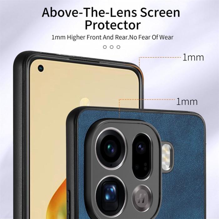 OEM - Oppo Find X9 Pro 5G Fodral Äkta Läder Plast Skydd - Blå