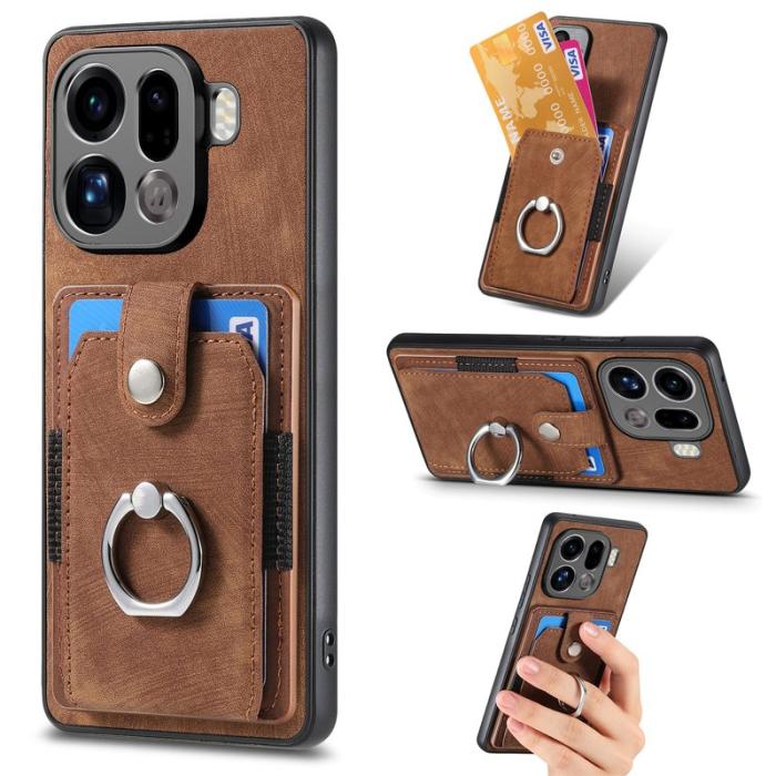 OEM - Oppo Find X9 Pro 5G Fodral Äkta Läder Plast Skydd - Brun