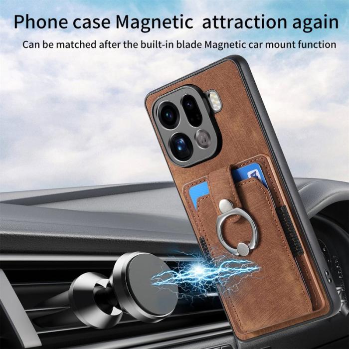 OEM - Oppo Find X9 Pro 5G Fodral Äkta Läder Plast Skydd - Brun