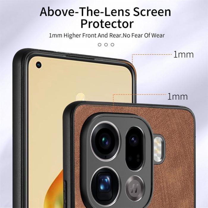 OEM - Oppo Find X9 Pro 5G Fodral Äkta Läder Plast Skydd - Brun