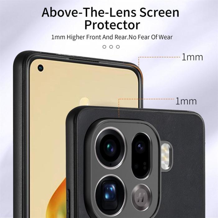 OEM - Oppo Find X9 Pro 5G Fodral Äkta Läder Plast Skydd - Svart