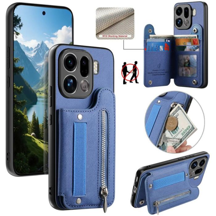 OEM - Oppo Find X9 Pro 5G Fodral Äkta Läder RFID Skydd - Blå