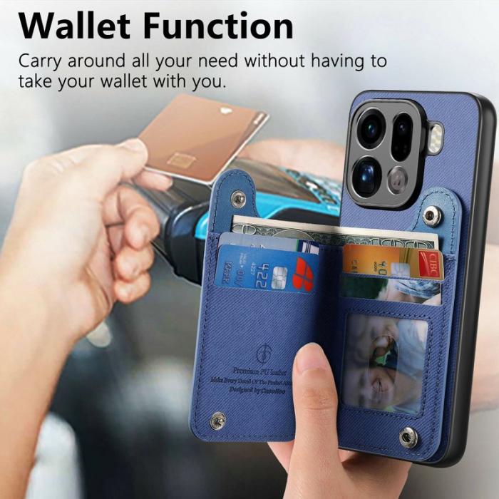 OEM - Oppo Find X9 Pro 5G Fodral Äkta Läder RFID Skydd - Blå