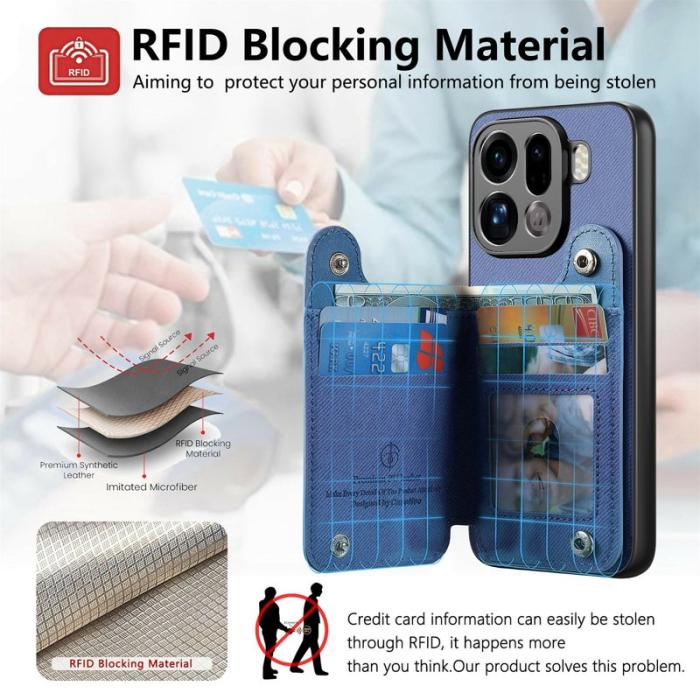 OEM - Oppo Find X9 Pro 5G Fodral Äkta Läder RFID Skydd - Blå