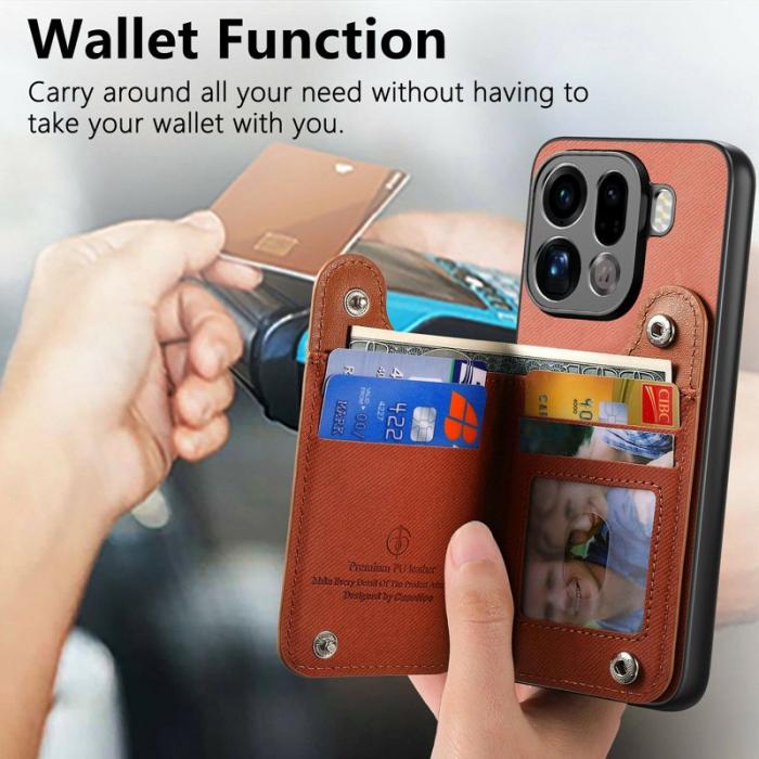 OEM - Oppo Find X9 Pro 5G Fodral Äkta Läder RFID Skydd - Brun