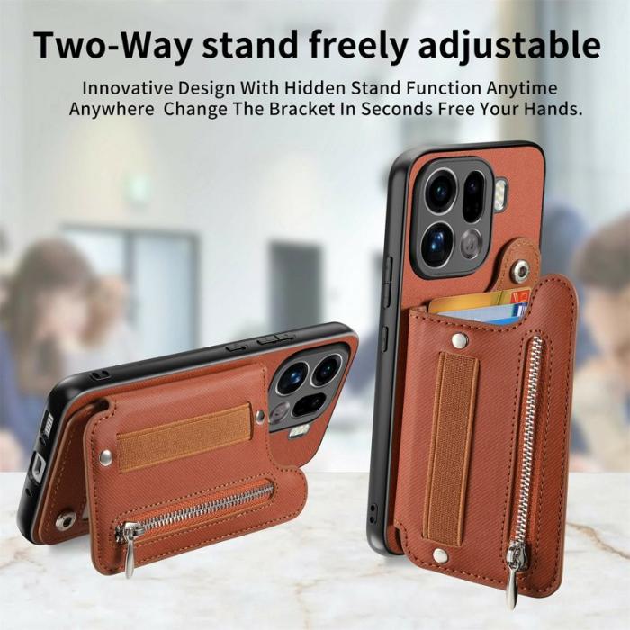 OEM - Oppo Find X9 Pro 5G Fodral Äkta Läder RFID Skydd - Brun