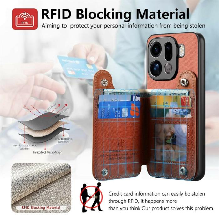 OEM - Oppo Find X9 Pro 5G Fodral Äkta Läder RFID Skydd - Brun