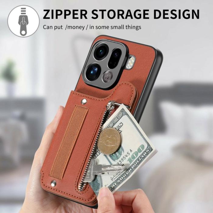 OEM - Oppo Find X9 Pro 5G Fodral Äkta Läder RFID Skydd - Brun