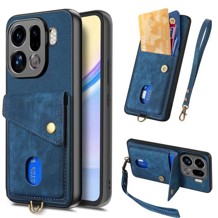 OEM - Oppo Find X9 Pro 5G Fodral Kickstand Läder - Blå