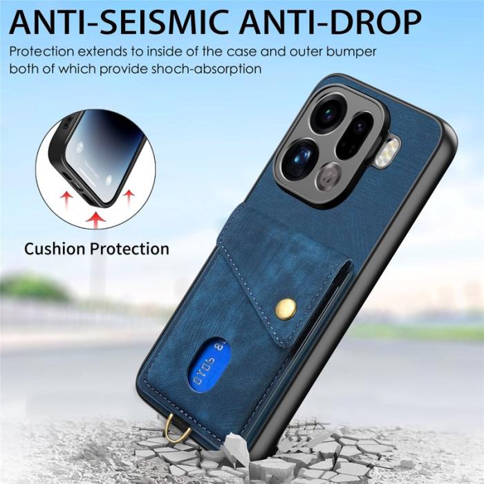 OEM - Oppo Find X9 Pro 5G Fodral Kickstand Läder - Blå