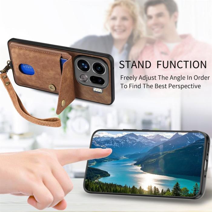 OEM - Oppo Find X9 Pro 5G Fodral Kickstand Läder - Brun