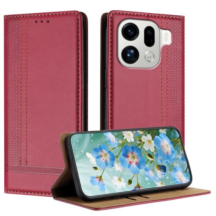 OEM - Oppo Find X9 Pro 5G Fodral Läder Ställfunktion - Röd