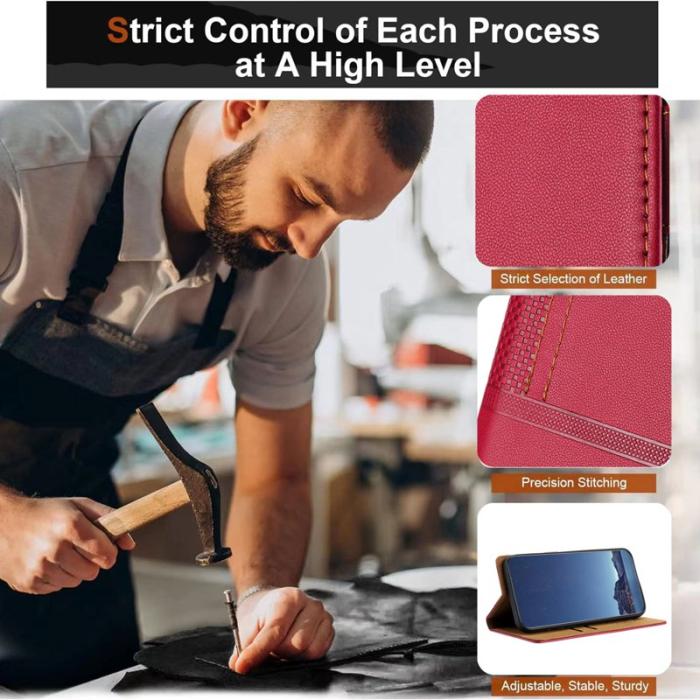 OEM - Oppo Find X9 Pro 5G Fodral Läder Ställfunktion - Röd