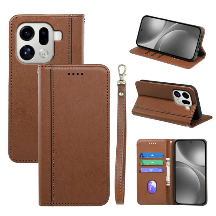 OEM - Oppo Find X9 Pro 5G Fodral Magnetisk Stängning PU Läder - Brun