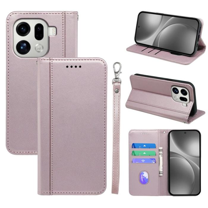 OEM - Oppo Find X9 Pro 5G Fodral Magnetstängning PU Läder - Roséguld