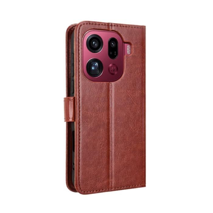 OEM - Oppo Find X9 Pro 5G Fodral PU Läder Crazy Horse Textur - Brun