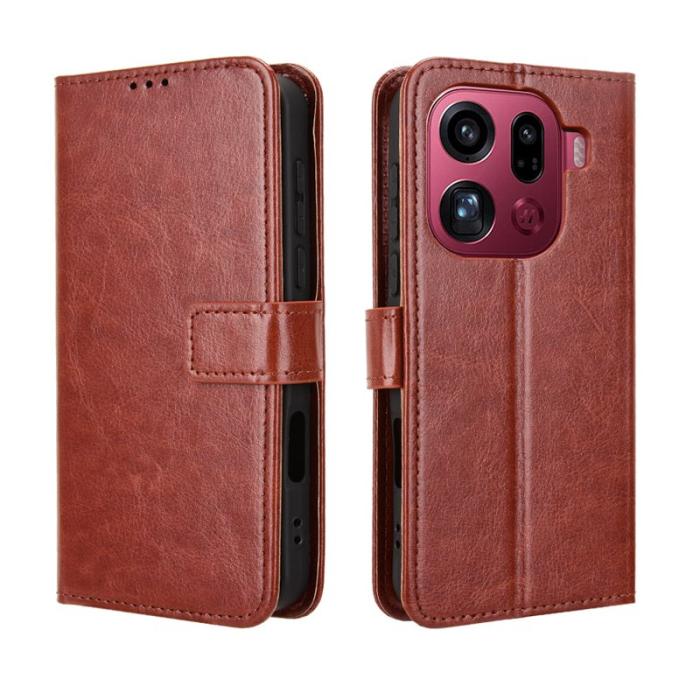 OEM - Oppo Find X9 Pro 5G Fodral PU Läder Crazy Horse Textur - Brun